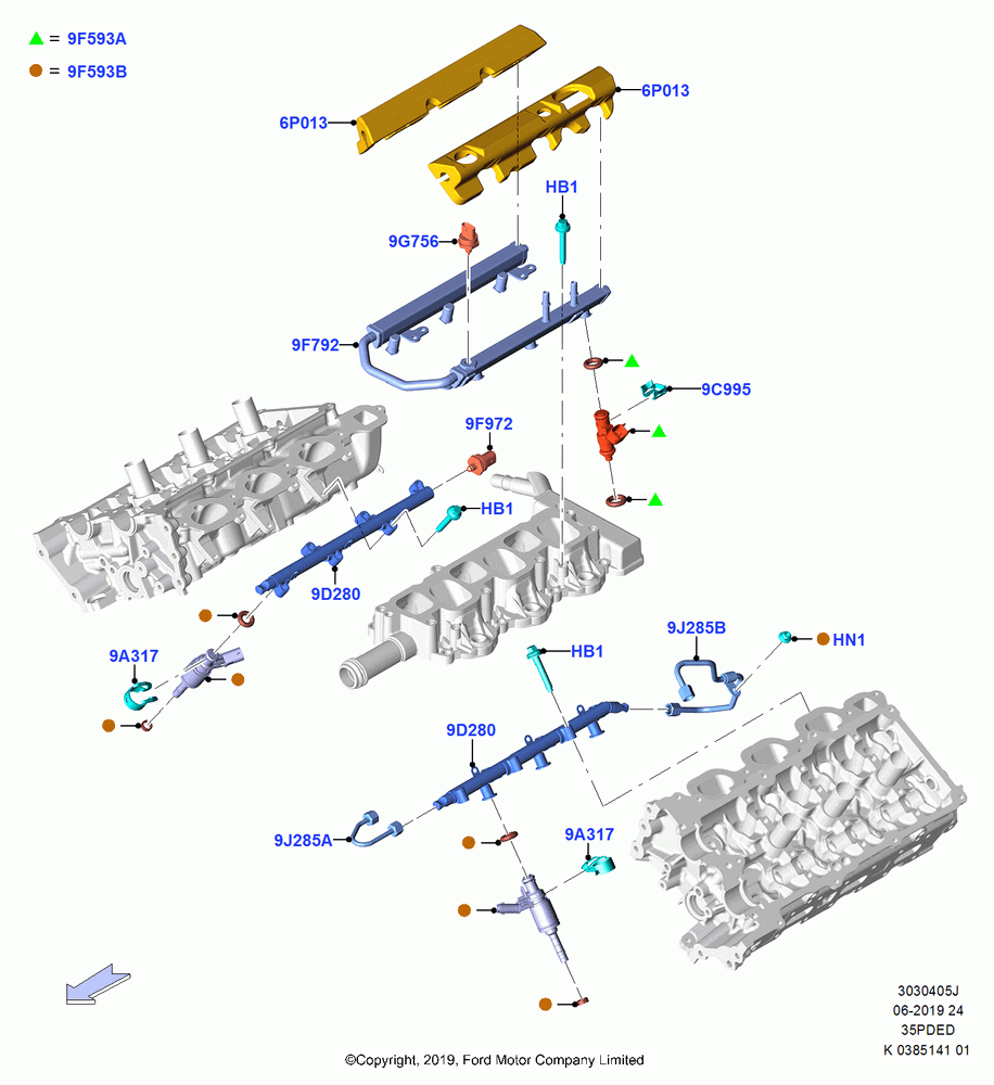 05J - Fuel Injectors and Pipes, 3.5L Cyclone V6 Petrol TIVCT; 21/OCT/2019