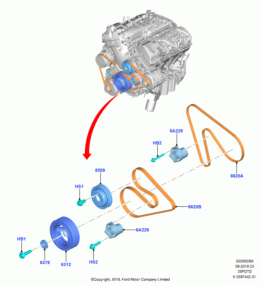 05M - Pulleys and Drive Belts, 3.5L V6 GTDI, Dual Alternators; 21/OCT/2019