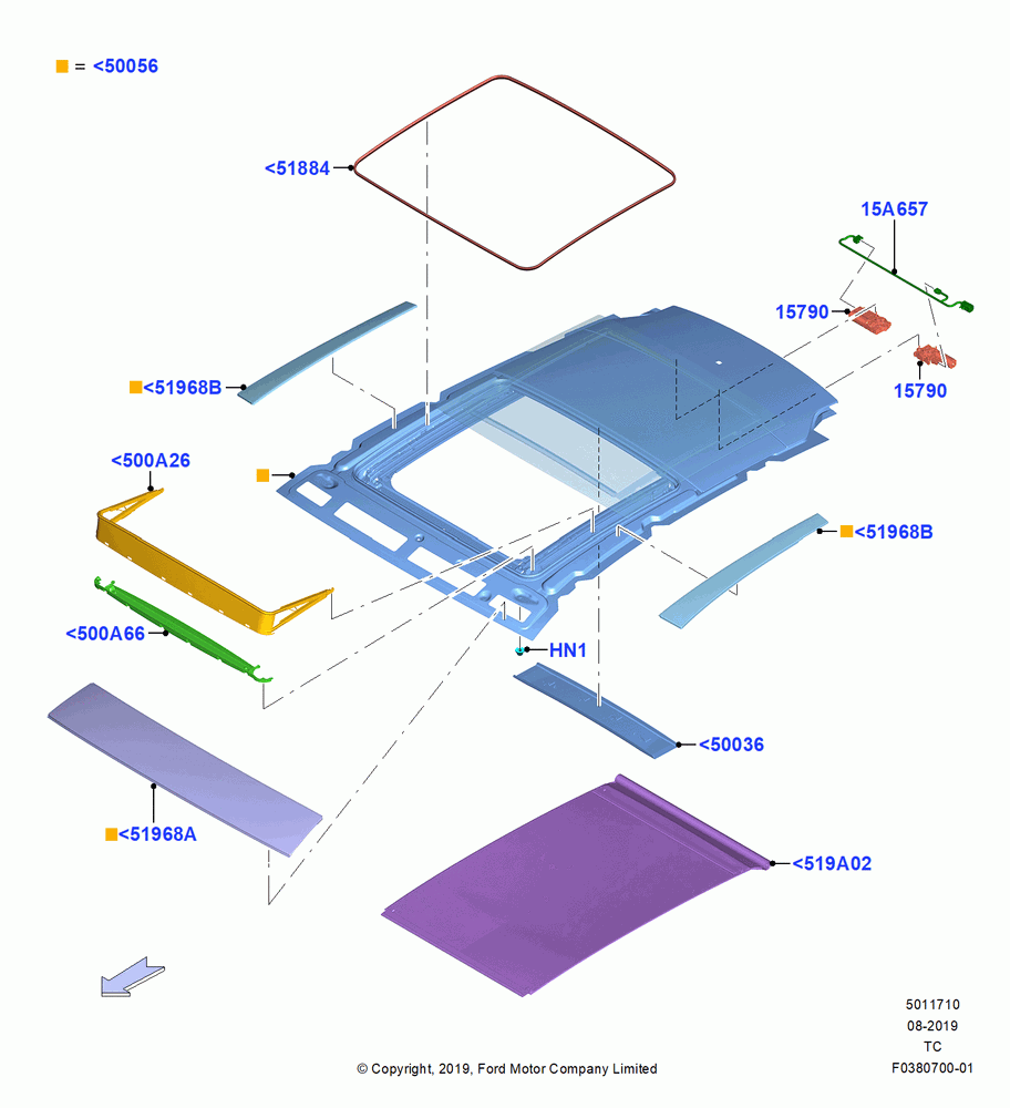 10 - Sliding Roof Mechanism and Controls, Roof Conv-Panorama Pwr/Open; 19/AUG/2019