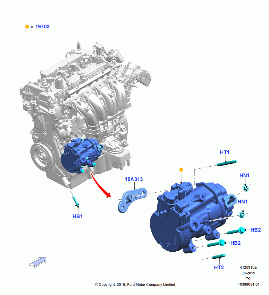 10E - Air Conditioning Condensr/Compressr, 2.5L DURA D4 IVCT ATK HEV/PHEV, Compressor Assy; 19/AUG/2019