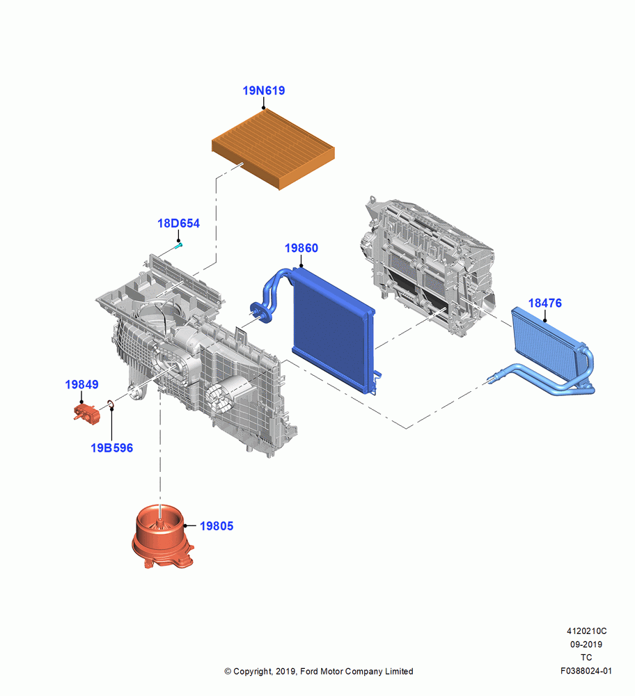 10C - Heater/Air Cond.Internal Components, Dual Zone Auto Temp Control A/C; 19/AUG/2019