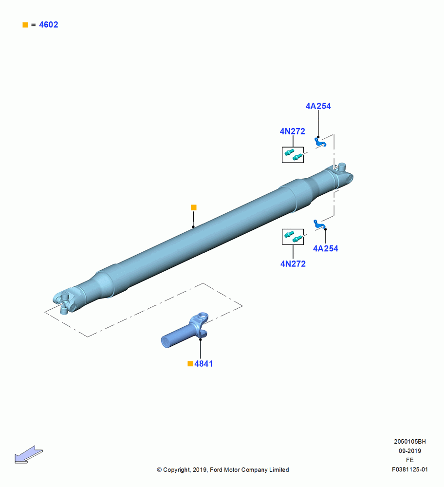 05BH - Drive Shaft - Rear Axle Drive, 6.2L 16V OHC NA V8 Gas, LHD 4WD (Part Time Drive), With Double Rear Wheels, 164" Wheelbase, 1 Piece Driveshaft; 11/JUL/2016