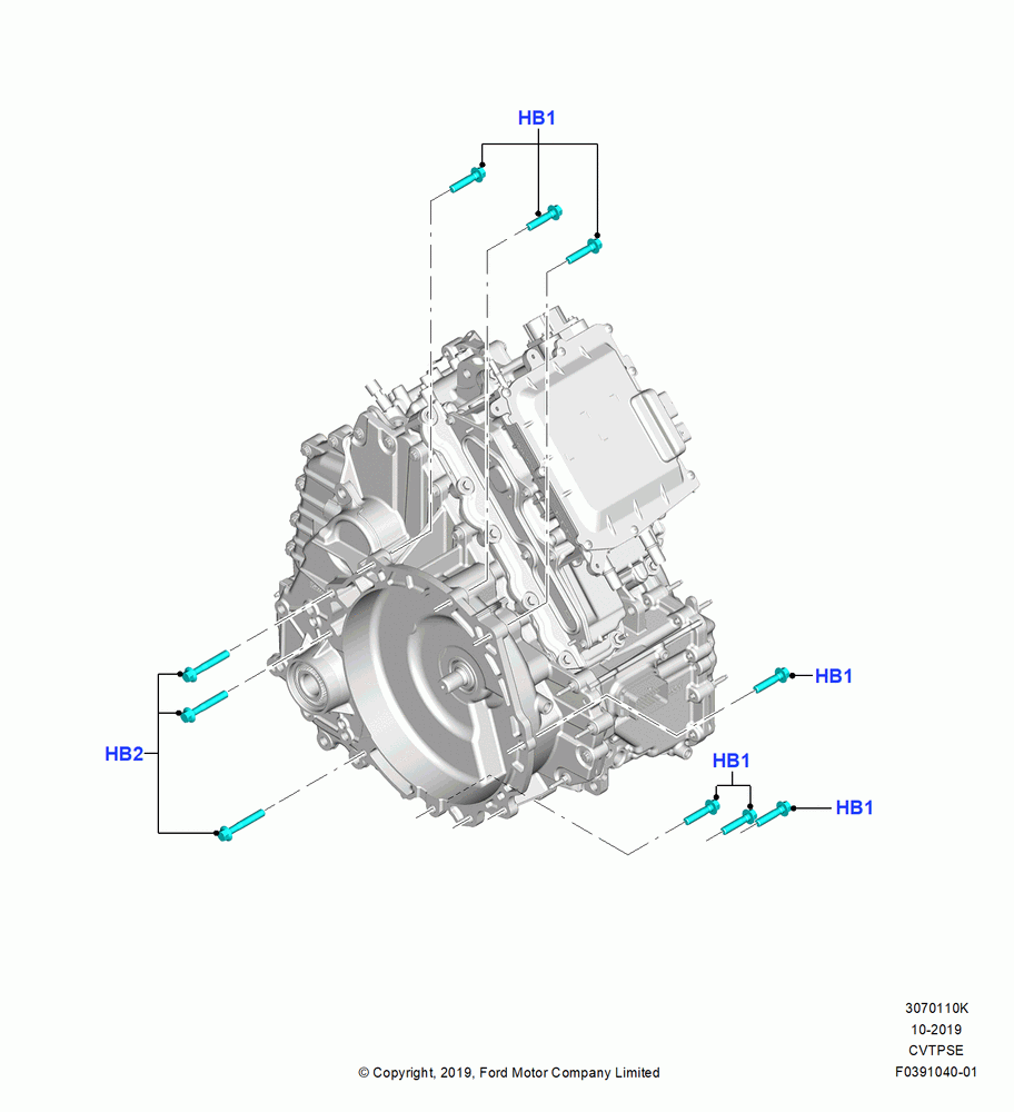 10K - Transmission External Components, Auto -H4F45 W/O ODC FHEV/PHEV, Transmission Attaching Bolts; 19/AUG/2019