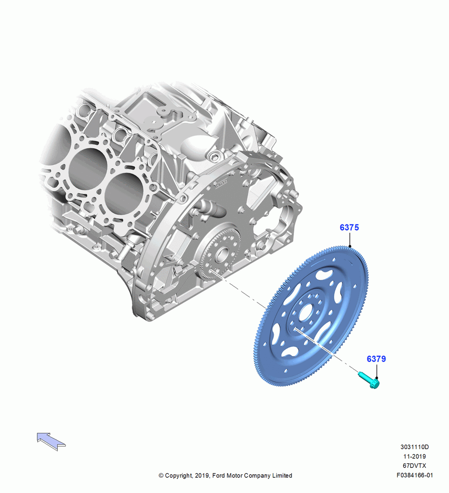 10D - Flywheel, 6.7L 4V V8 T/C Diesel; 04/NOV/2019