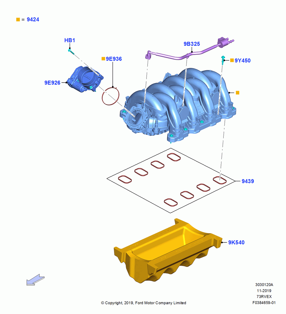 20A - Intake Manifold, 7.3L 2V DEVCT NA PFI V8 Gas, 7.3L 2V DVCT NA PFI V8 GAS - B; 04/NOV/2019