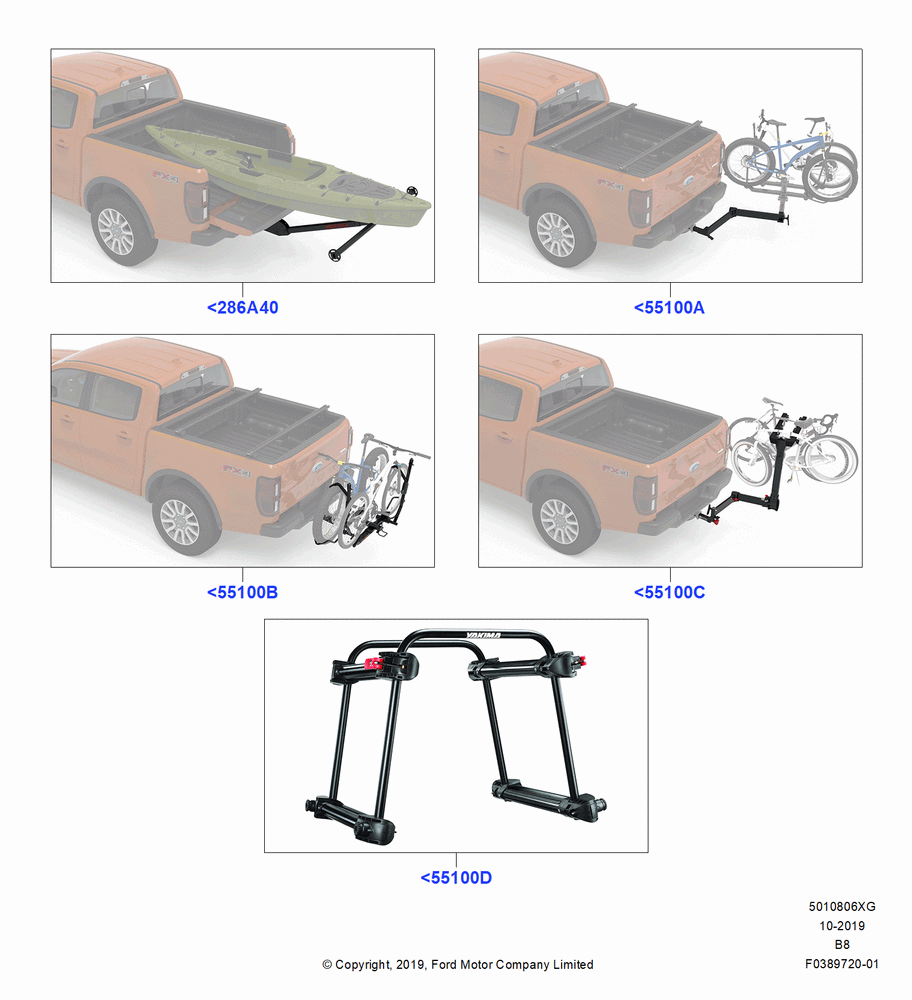 06XG - Accessory Roof Rack Mounting Kits, Yakima Rear Hitch Rack Products; 25/SEP/2017