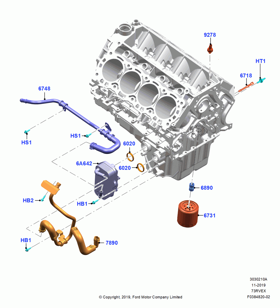 10A - Oil Cooler and Filter, 7.3L 2V DEVCT NA PFI V8 Gas, 7.3L 2V DVCT NA PFI V8 GAS - B; 04/NOV/2019