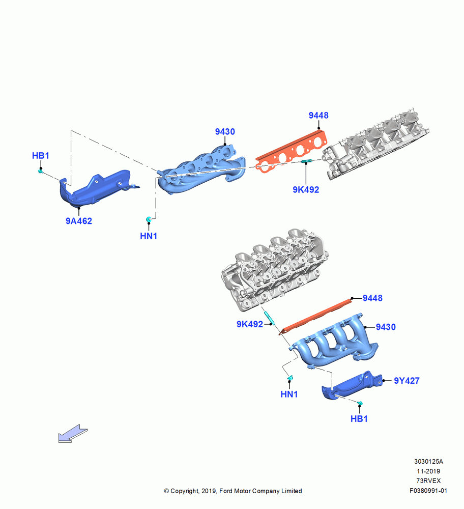 25A - Exhaust Manifold, 7.3L 2V DEVCT NA PFI V8 Gas, 7.3L 2V DVCT NA PFI V8 GAS - B; 04/NOV/2019