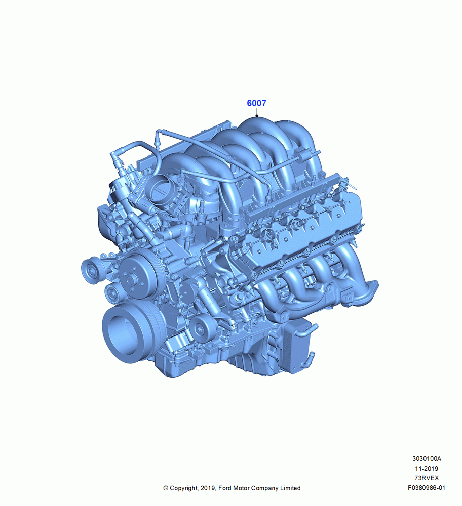 00A - Engine Assy Fully Dressed, 7.3L 2V DEVCT NA PFI V8 Gas, 7.3L 2V DVCT NA PFI V8 GAS - B; 04/NOV/2019