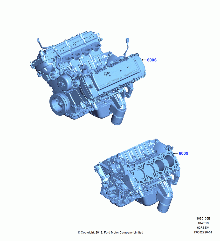05E - Service Engine and Short Block, 6.2L 16V OHC NA V8 Gas; 04/NOV/2019