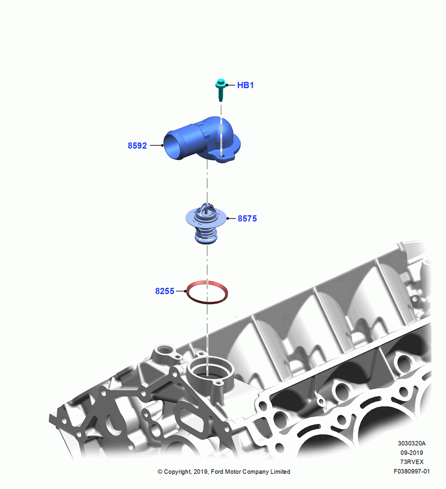 Thermostat/Housing & Related Parts, 7.3L 2V DEVCT NA PFI V8 Gas, 7.3L 2V DVCT NA PFI V8 GAS - B
