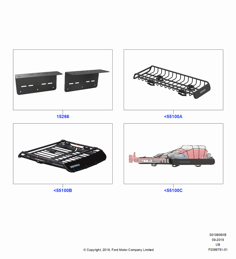 06XB - Accessory Roof Rack Mounting Kits, Yakima Roof Mounted Cargo Baskets; 01/NOV/2010-03/MAR/2019