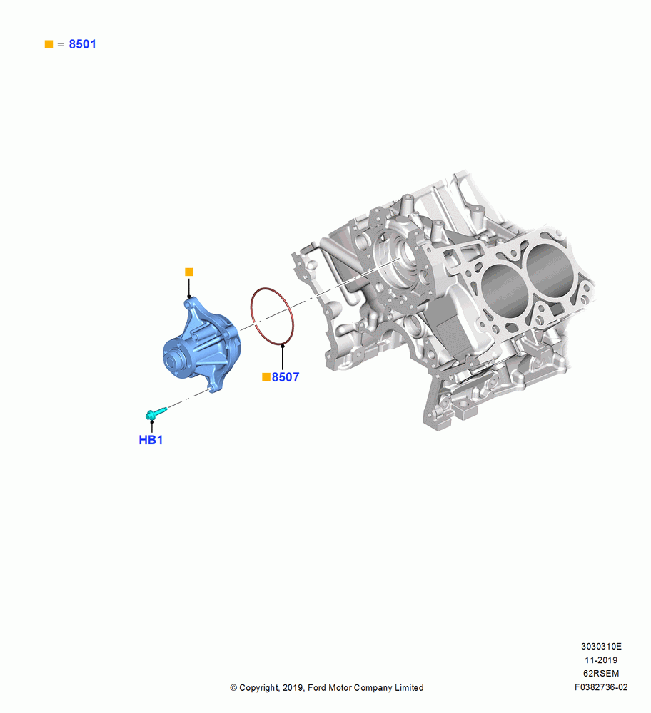 Water Pump, 6.2L 16V OHC NA V8 Gas