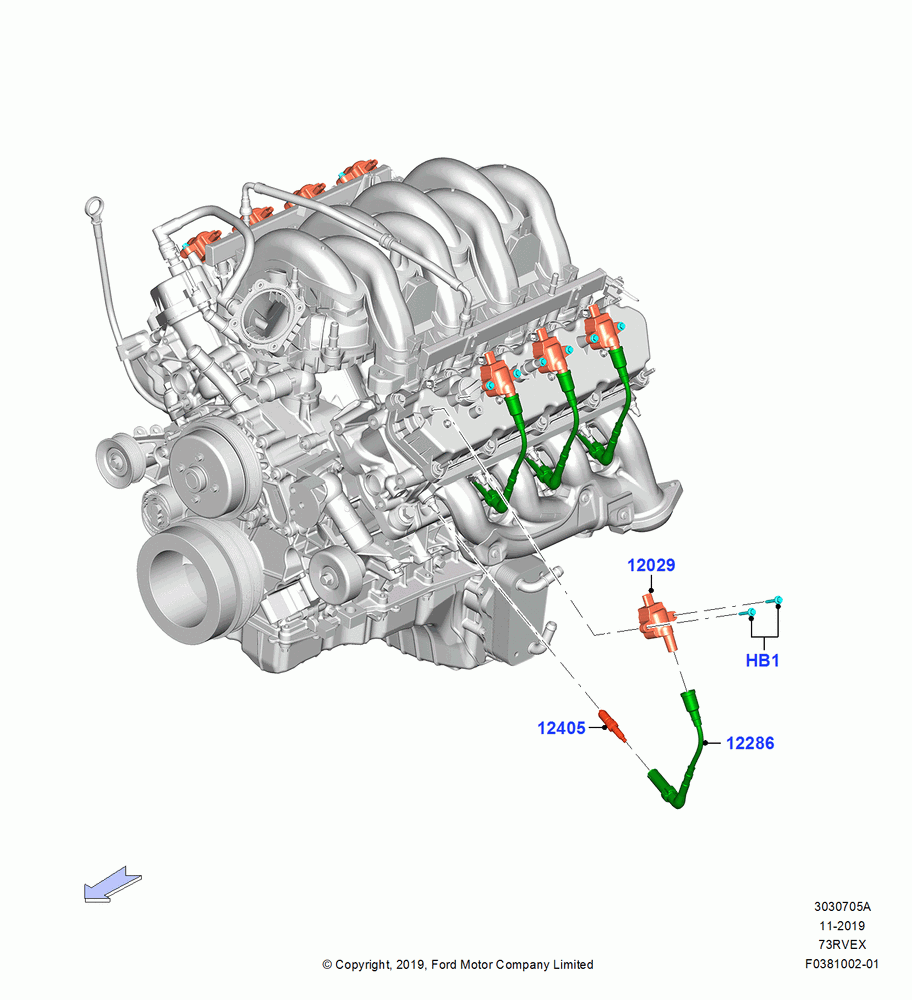 05A - Ignition Coil and Wires/Spark Plugs, 7.3L 2V DEVCT NA PFI V8 Gas, 7.3L 2V DVCT NA PFI V8 GAS - B; 04/NOV/2019