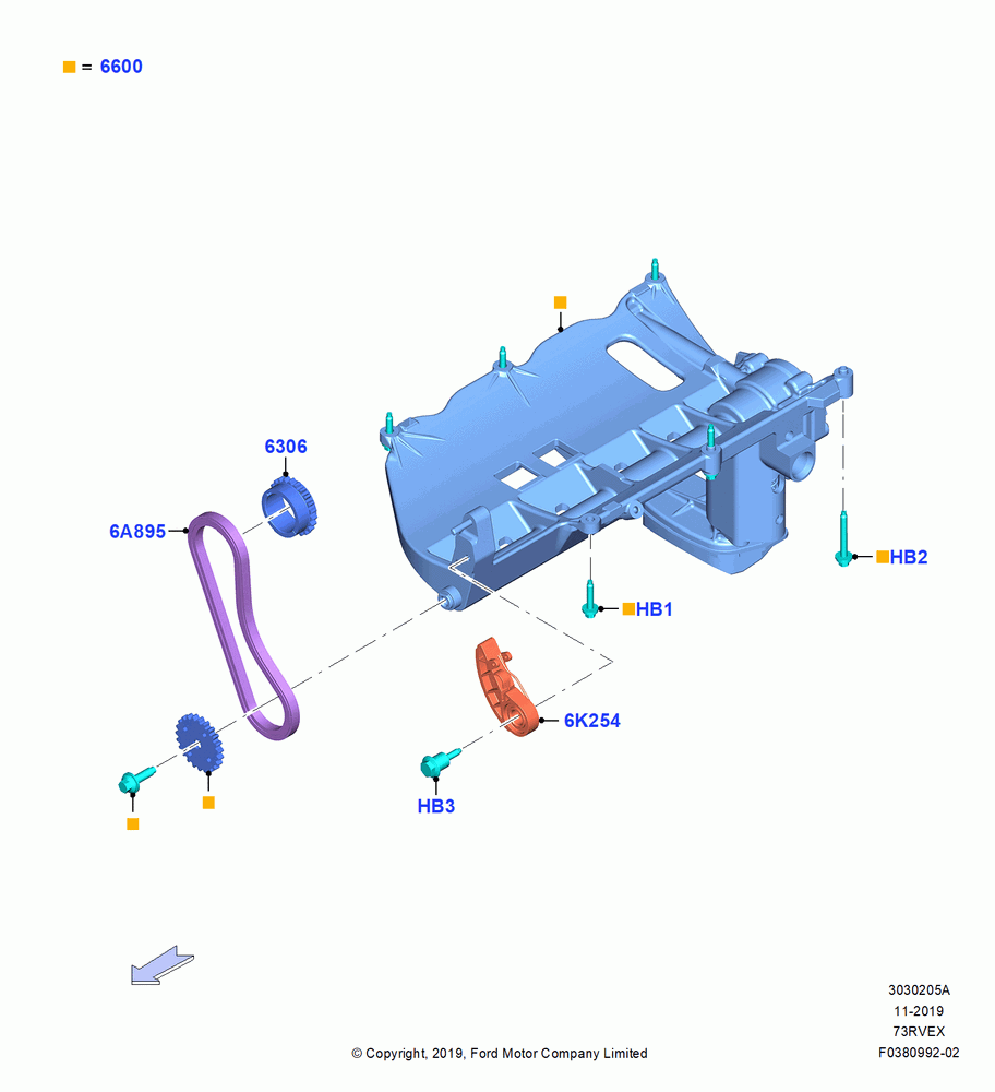 05A - Oil Pump, 7.3L 2V DEVCT NA PFI V8 Gas, 7.3L 2V DVCT NA PFI V8 GAS - B; 04/NOV/2019