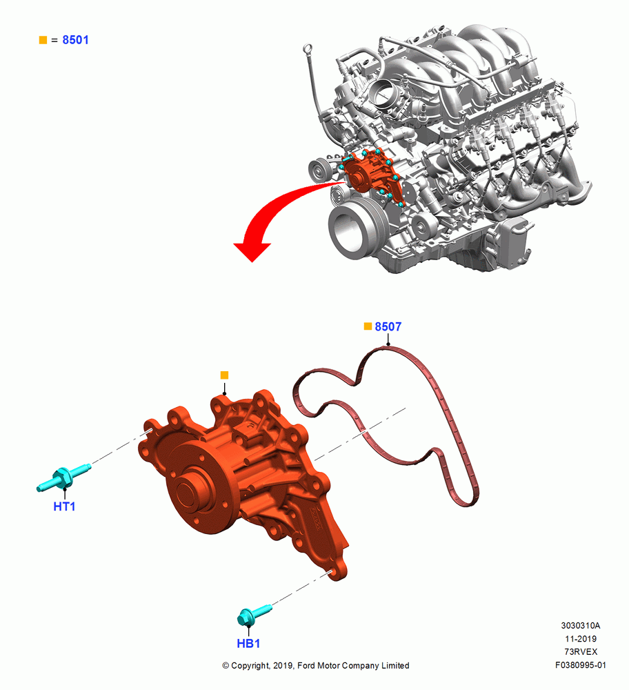 Water Pump, 7.3L 2V DEVCT NA PFI V8 Gas, 7.3L 2V DVCT NA PFI V8 GAS - B