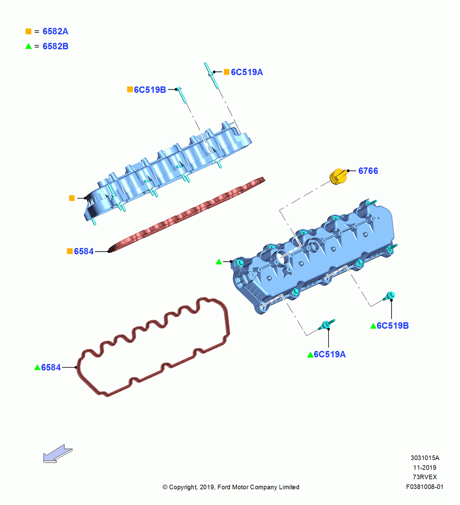 15A - Cylinder Head Cover, 7.3L 2V DEVCT NA PFI V8 Gas, 7.3L 2V DVCT NA PFI V8 GAS - B; 04/NOV/2019