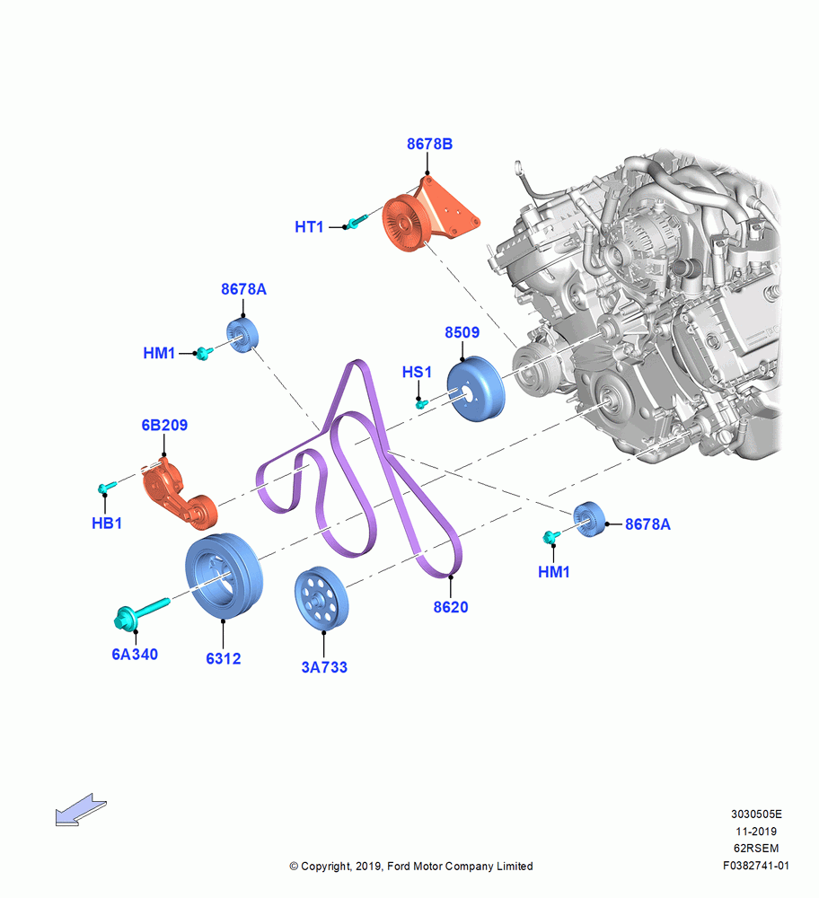 Pulleys and Drive Belts, 6.2L 16V OHC NA V8 Gas