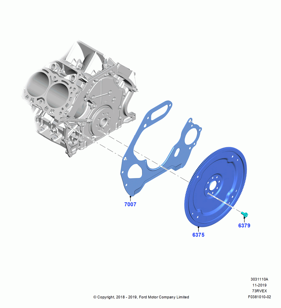10A - Flywheel, 7.3L 2V DEVCT NA PFI V8 Gas, 7.3L 2V DVCT NA PFI V8 GAS - B; 04/NOV/2019