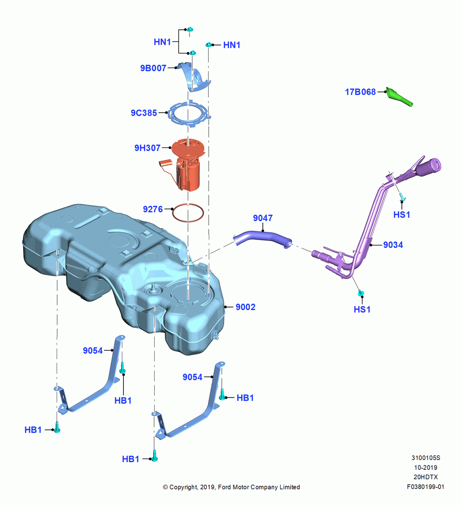 05S - Fuel Tank, 2.0L EcoBoost (240PS); 19/AUG/2019