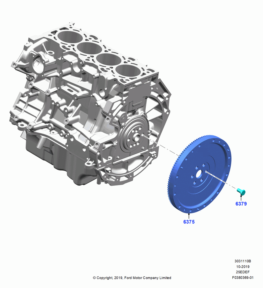 10B - Flywheel, 2.5L DURA D4 IVCT ATK HEV/PHEV; 19/AUG/2019