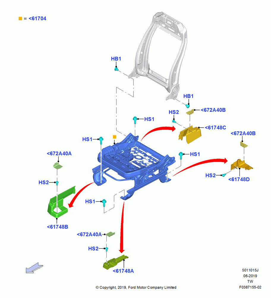 15J - Front Seat Base, With Pass. 2 Way Manual Seat Adjust; 06/MAY/2019