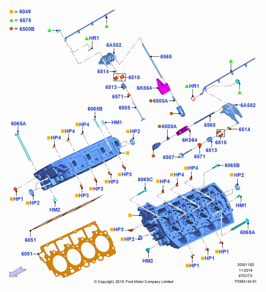 15D - Cylinder Head, 6.7L 4V V8 T/C Diesel; 04/NOV/2019