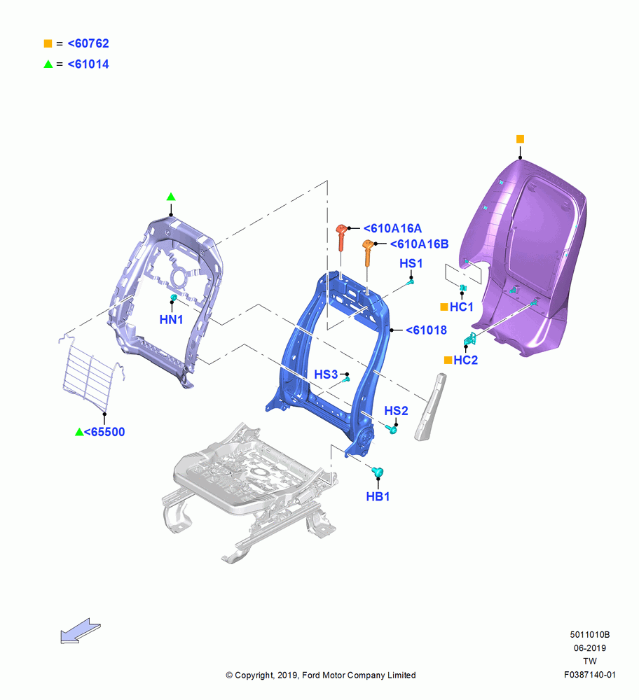 10B - Front Seat Back, With Driver 8 Way Pwr.Seat Adjuster; 06/MAY/2019