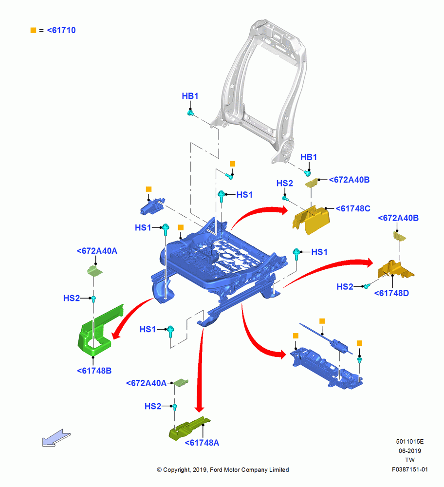 15E - Front Seat Base, With Pass 10 Way Power Seat Adjust; 06/MAY/2019