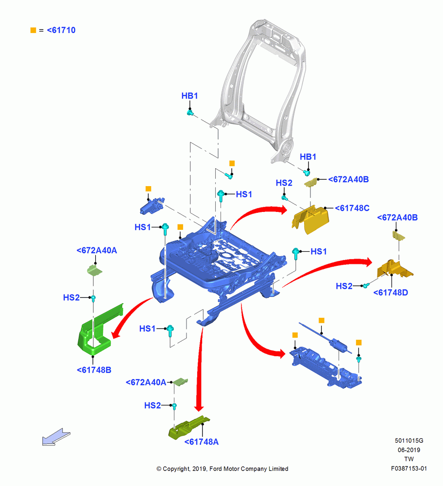 15G - Front Seat Base, With Pass 8 Way Power Seat Adjuster; 06/MAY/2019