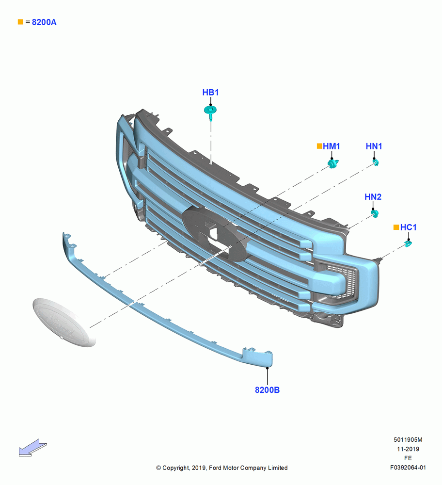 05M - Radiator Grille and Front Bumper, With Chrome Grille #1; 04/NOV/2019