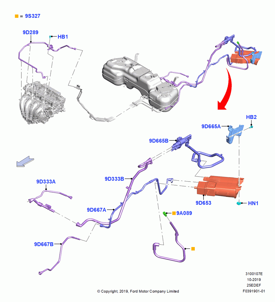 07E - Fuel Vapour System, Plug-In Gas/Electric Hybrid, 2.5L DURA D4 IVCT ATK HEV/PHEV; 19/AUG/2019