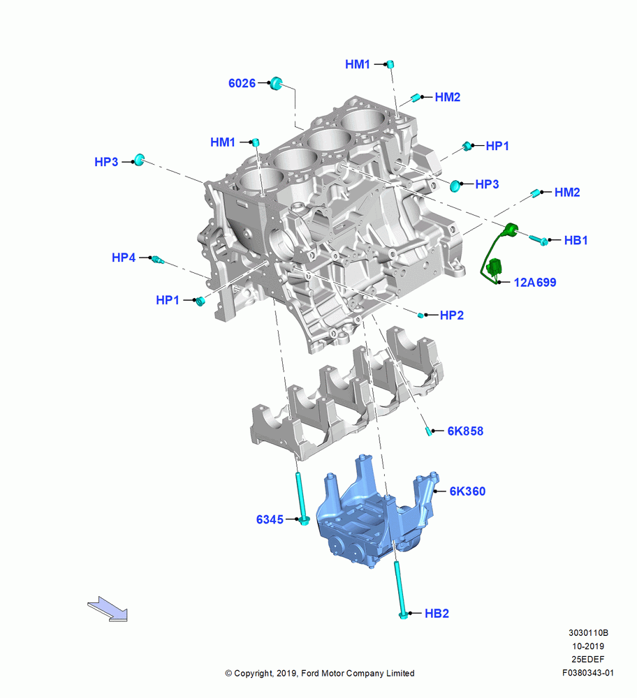 10B - Cylinder Block and Plugs, 2.5L DURA D4 IVCT ATK HEV/PHEV; 19/AUG/2019