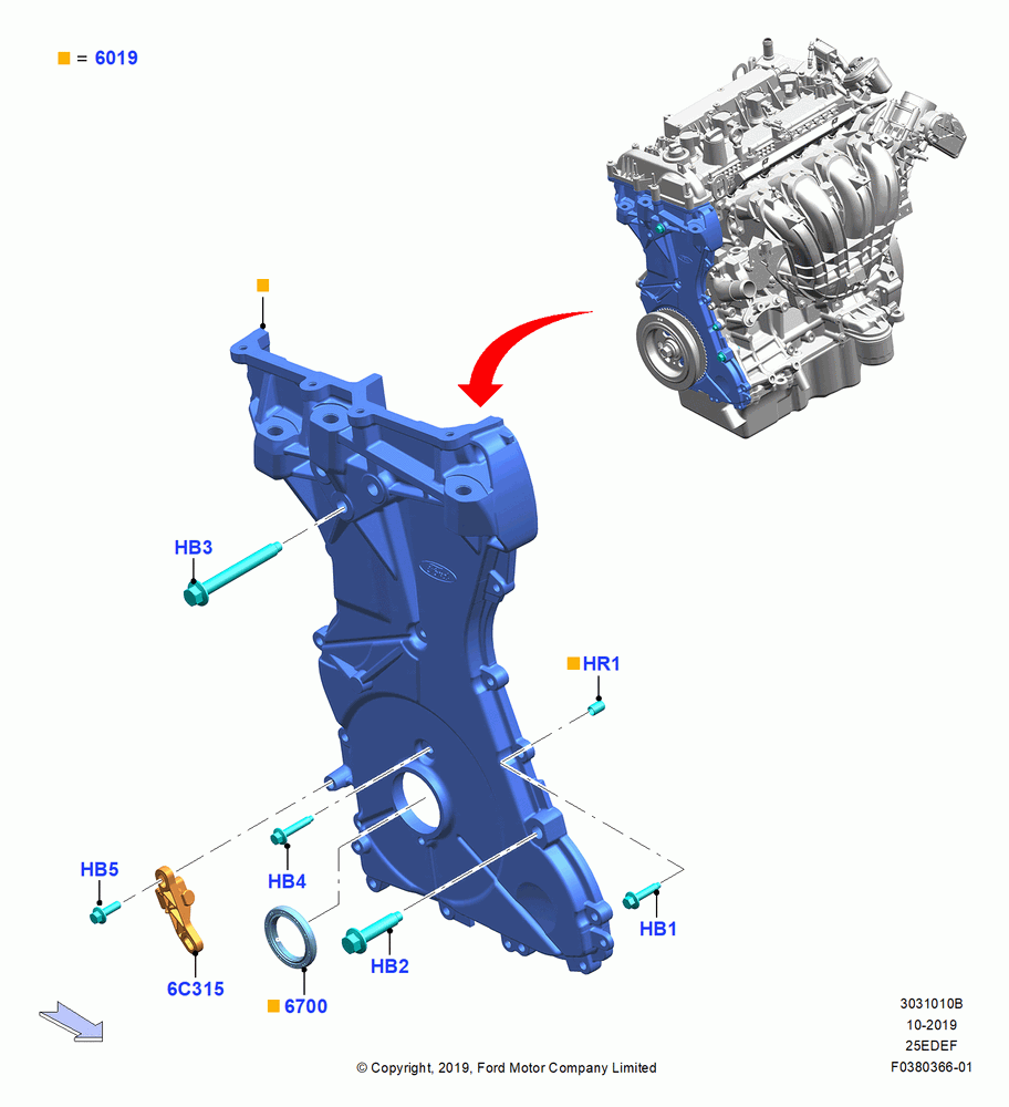 Timing Gear Covers, 2.5L DURA D4 IVCT ATK HEV/PHEV
