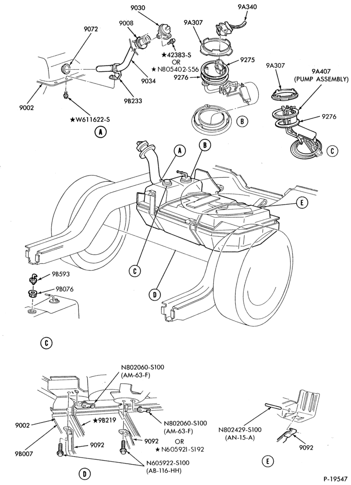 90 - 8 CYL. 5.0L-Fuel system - tank installation