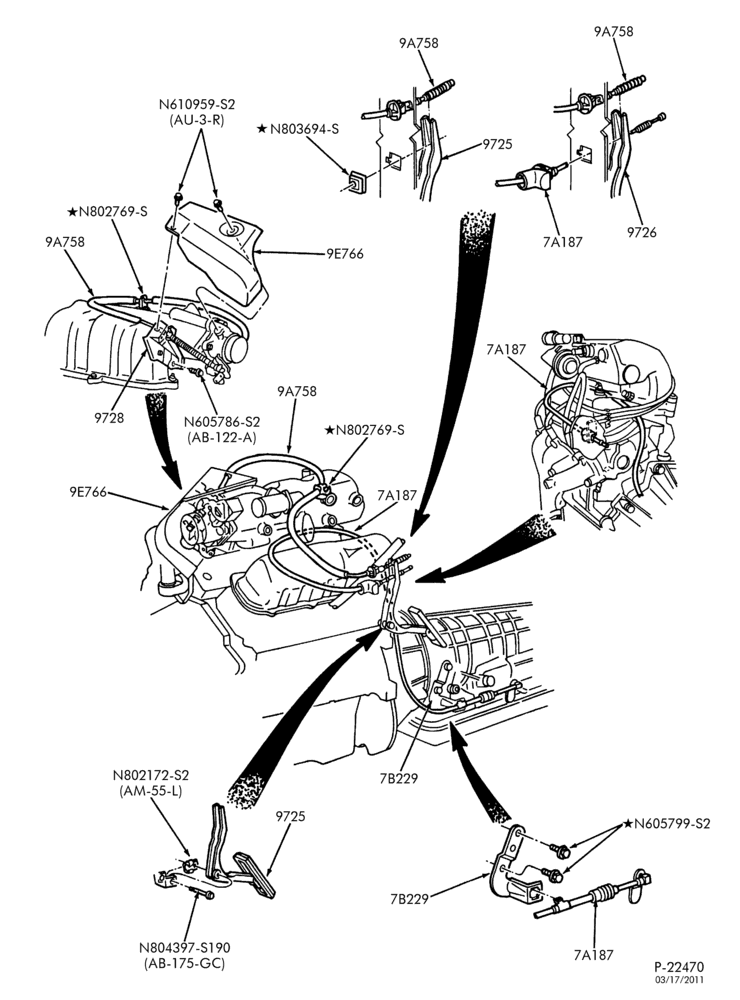 97 - 6 CYL. 4.0L - OHV-Accelerator & transmission linkage