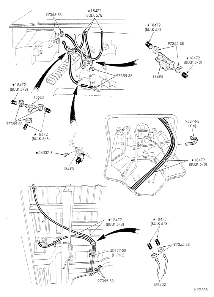 HEATER HOSES & TUBES-8 cyl. - 5.8L & 6.6L - w/o A/C - w/aux. heat - w/deluxe Hi-Lo heater - L.W.B.-E