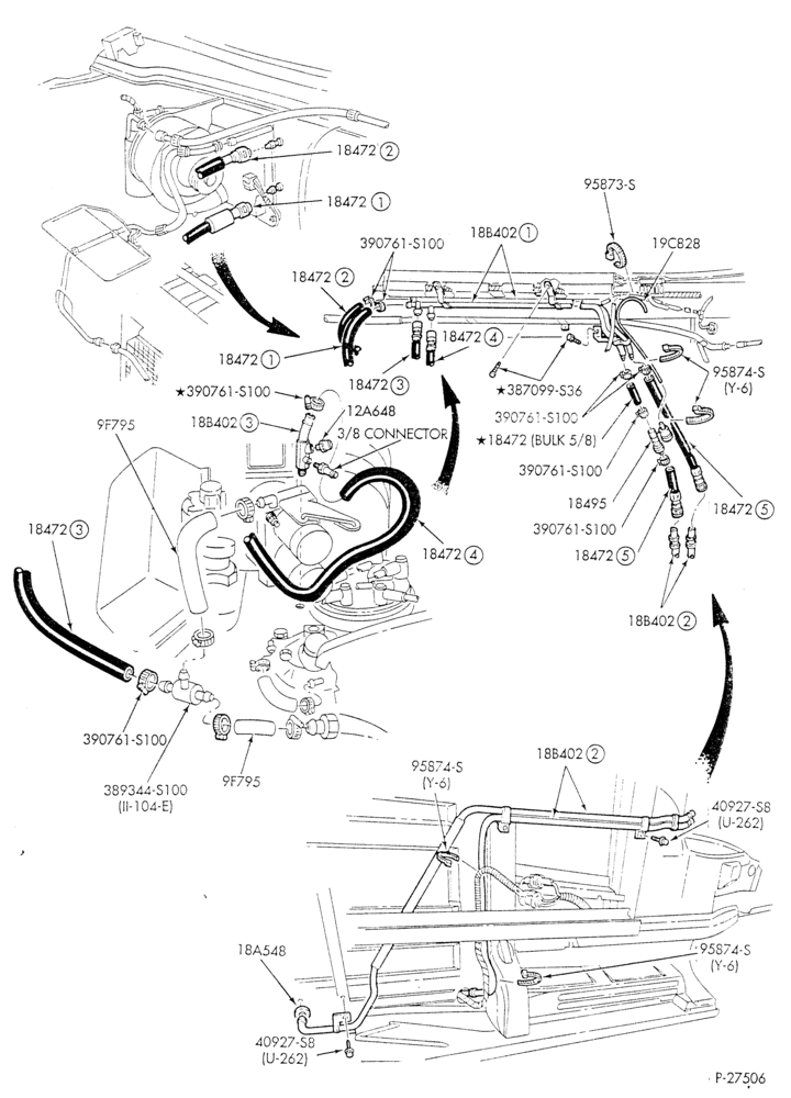 HEATER HOSES & TUBES-8 cyl. - 5.8L - w/A/C - w/aux. heat-E