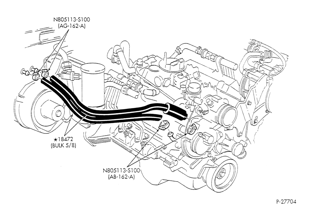 HEATER HOSES & TUBES-8 cyl. - 7.5L - exc. California-F & U