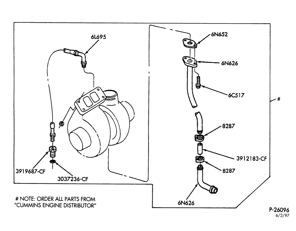 93.1 - 6 CYL. FD-1060 DIESEL-Turbocharger plumbing