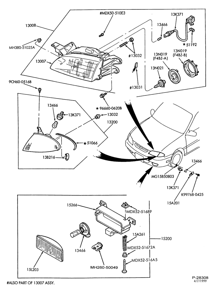 130 - LAMPS-Headlamp, parking, fog & front fender side marker