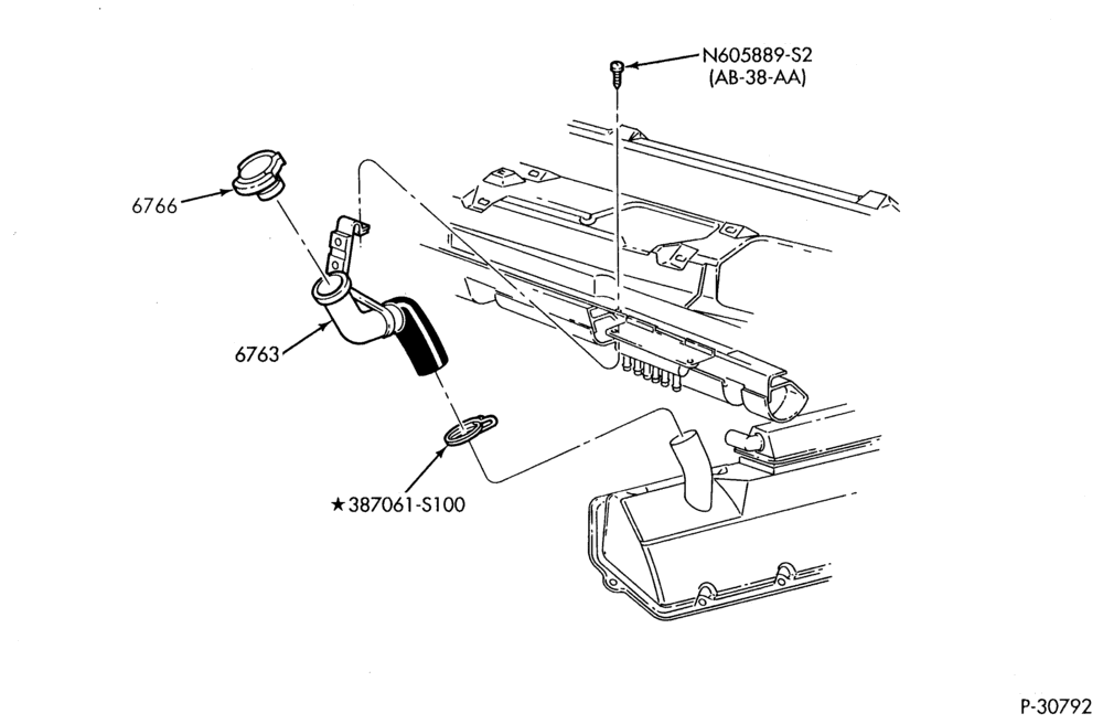 ENGINE-Oil filler pipe installation-E250/350,E(Super Duty)