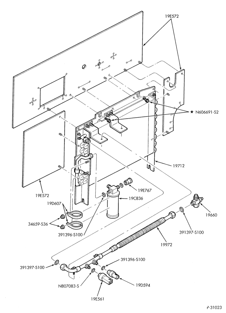 AIR CONDITIONER-Condenser & hoses - integral - 8 cyl. 7.5L-F53(Stripped Chassis)