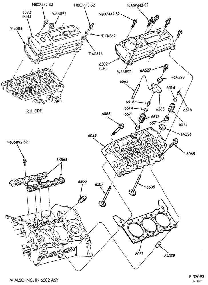 60.2A - 6 CYL. 3.8L-Valves & push rods