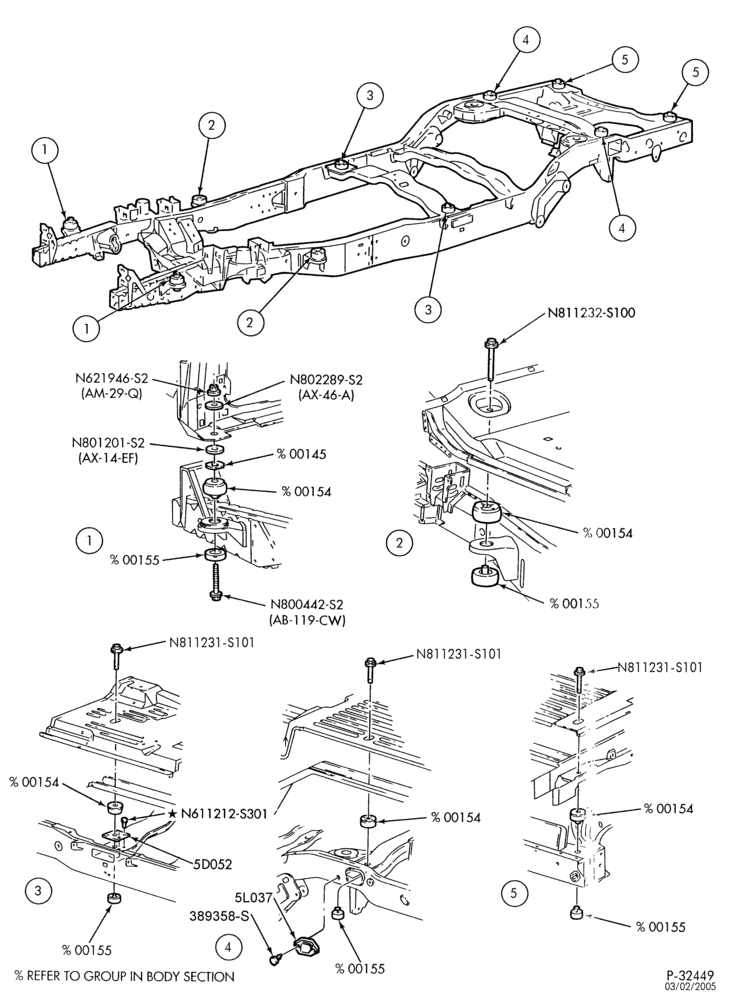 50.1 - SPRING, STABILIZERS, REAR SUSPENSION-Frame - body to frame mounts-TE
