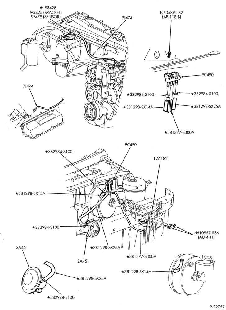 STARTER, IGNITION AND HEADLAMP SWITCHES-Vacuum system - engine - 8 cyl. 7.3L - Diesel