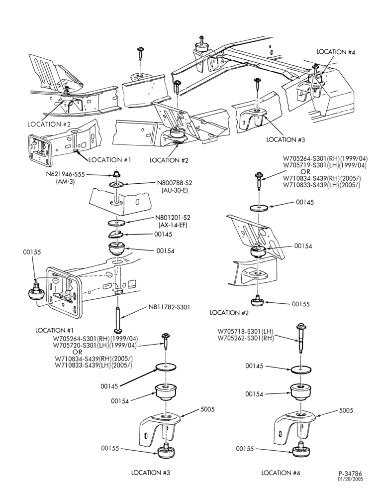 EXHAUST-Frame - body to frame mounts-F250SD/550SD
