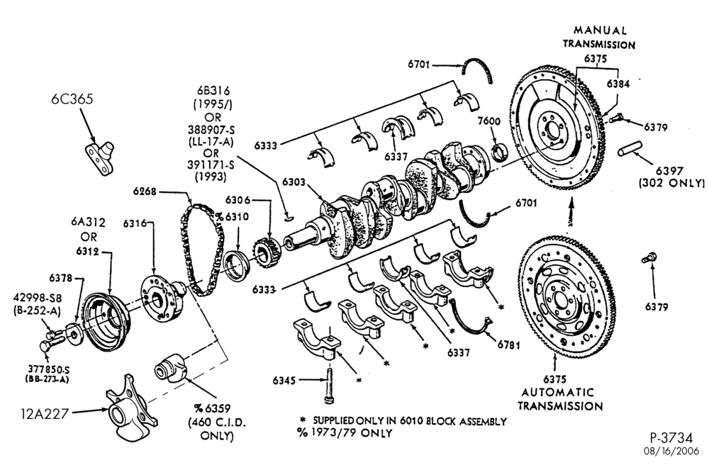62 - 8 CYL. 5.0L (302 C.I.D.)-Crankshaft and flywheel