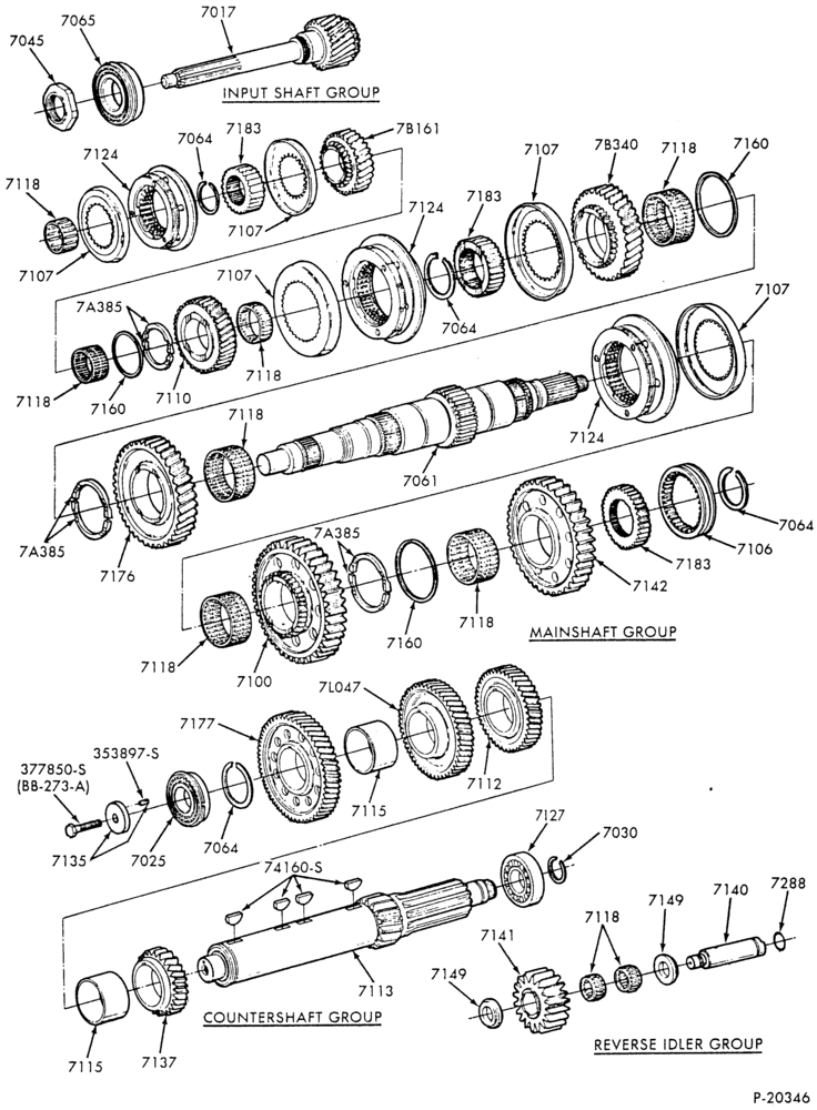 70.6 - INTERNAL PARTS-TRANSMISSION (MAIN) - 6 speed - Fuller FS-6106 - gear train - Page B-F-FT600/900