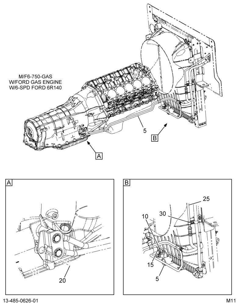 XMSN OIL COOLER HOSING INSTL; FORD GAS ENGINE MODELS